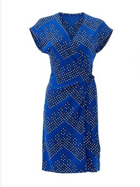 Diane Von Furstenberg Royal Blue Polka Dot Wrap Dress